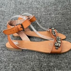 Women's Mossimo jeweled sandal ankle strap Belinda cognac